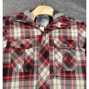 Nike Snowboarding Plaid  Ski Jacket Men S Red Black Hooded Insulated Discontinue